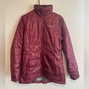 Columbia down puffer jacket womens maroon